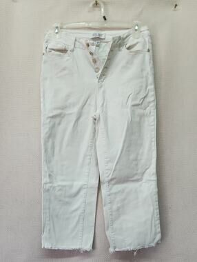 Judy Blue White Button-Front Crop Jeans